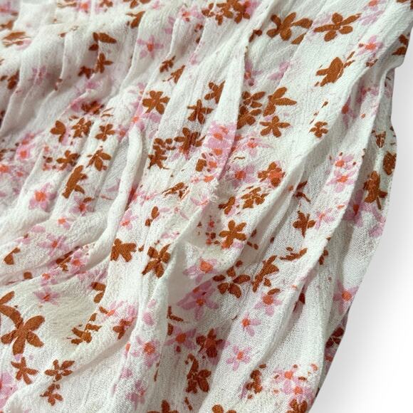 Free People Dessa Ivory Combo Thong Bodysuit Small Floral Print Boho Coquette - Picture 16 of 16